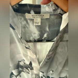 All Saints Monochrome Long Sleeve Dress